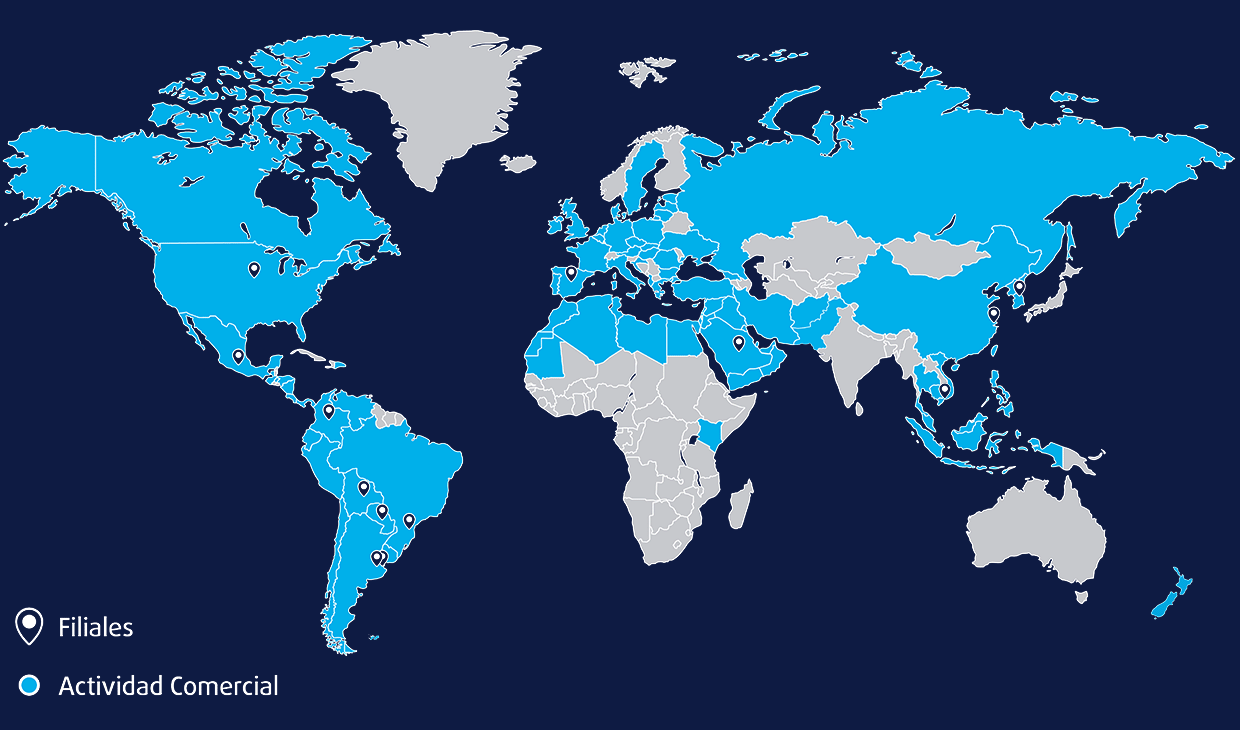 Mapa mundial de presencia de Biogénesis Bagó